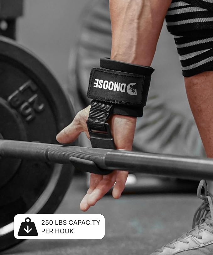 Heavy Duty Metal Lifting Hooks – 1 Pair, Padded Wrist Support for Deadlift & Pull Up