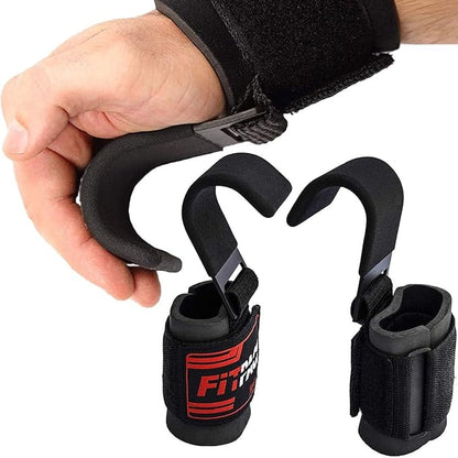 Heavy Duty Metal Lifting Hooks – 1 Pair, Padded Wrist Support for Deadlift & Pull Up